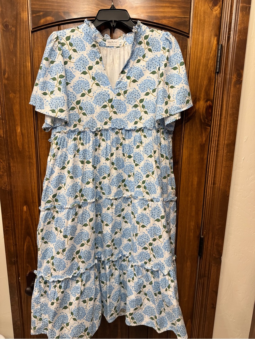 Blue Floral Maxi Dress with Ruffle Tiers